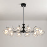 Art Glass LED Chandelier with Wrought Iron Frame, 8 or 12 Lights