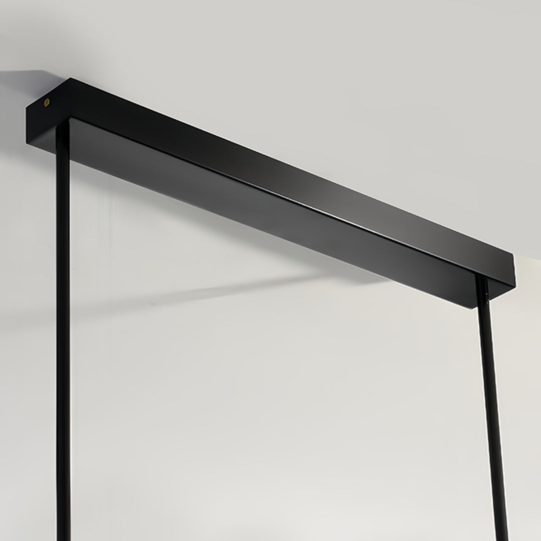 Linear LED Pendant Light in Black and Gold with Adjustable Height