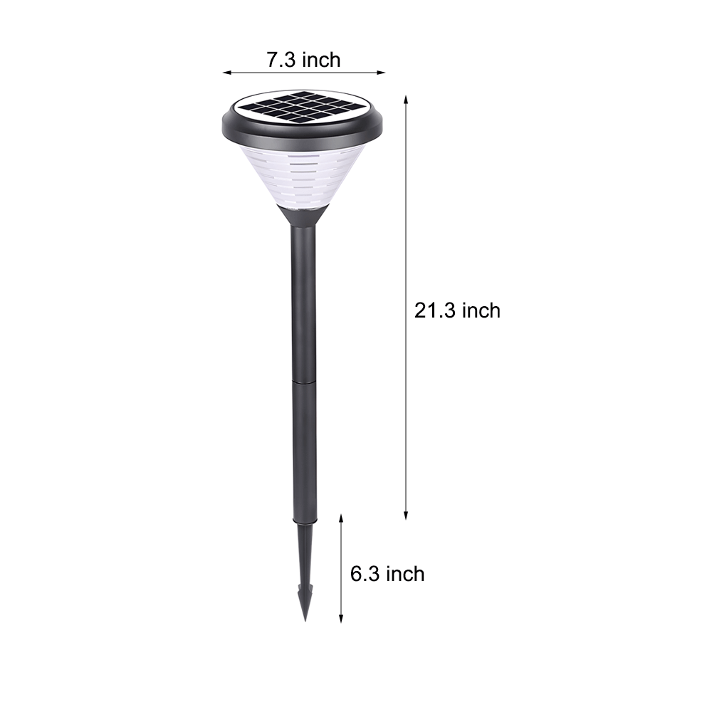 Modern Black Solar Pathway Lights 27.6" with Frosted Glass Shade for Garden Paths