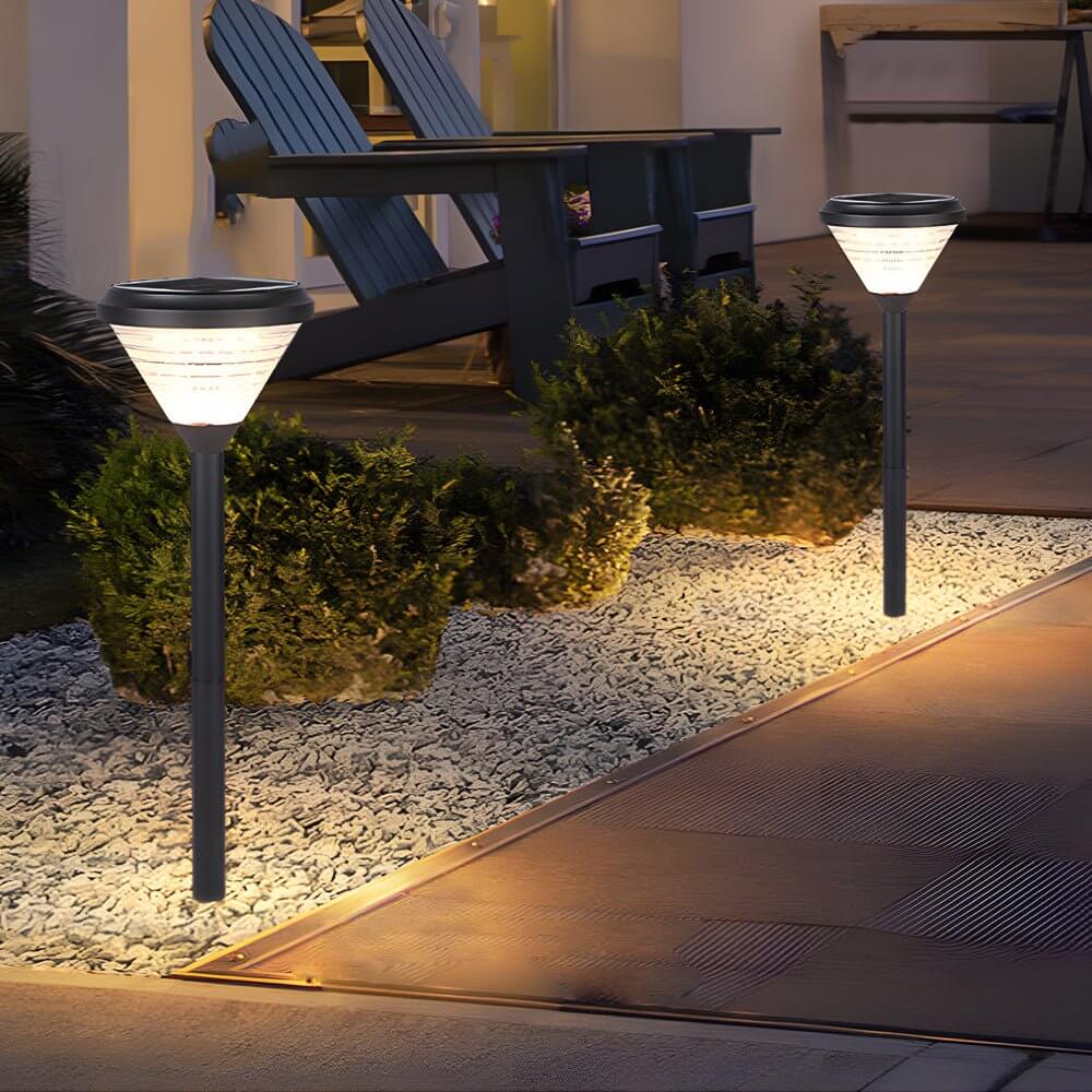 Modern Black Solar Pathway Lights 27.6" with Frosted Glass Shade for Garden Paths
