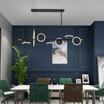 Aurelia Six-Light Linear LED Chandelier in Black and Gold with Silicone Shades