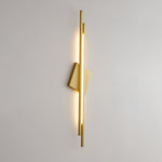 Sculptural Linear LED Wall Sconce in Brass and Acrylic