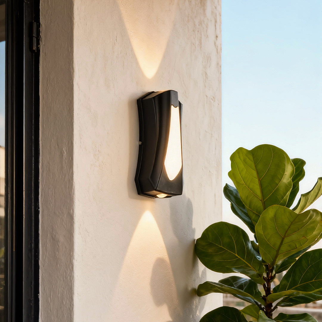 Outdoor Up and Down Wall Sconce with Dual LED Lighting in Black Aluminum