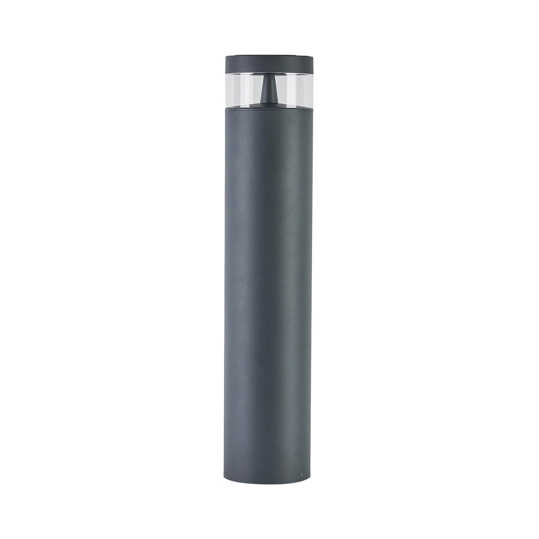 Modern Outdoor Pathway Bollard Light in Sand Gray Aluminum with Warm LED Glow