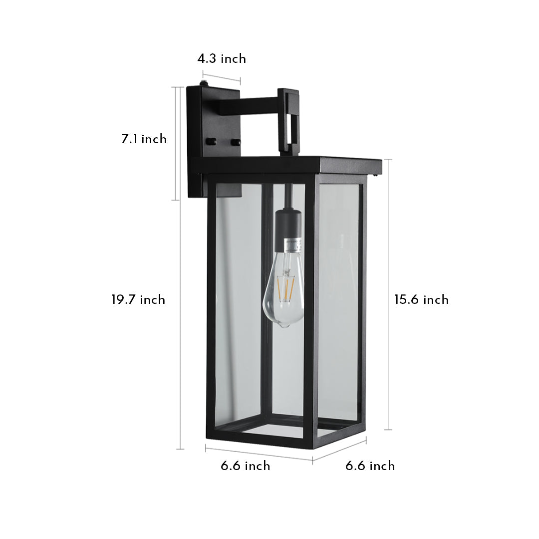 Aurelia Outdoor Lantern Wall Sconce – Waterproof Iron & Glass Courtyard Light