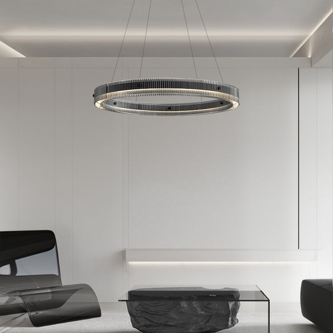 Black Round Chandelier Minimalist Italian Glass Pendant Light
