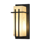 Outdoor Wall Sconce with Faux Marble Shade in Black Stainless Steel