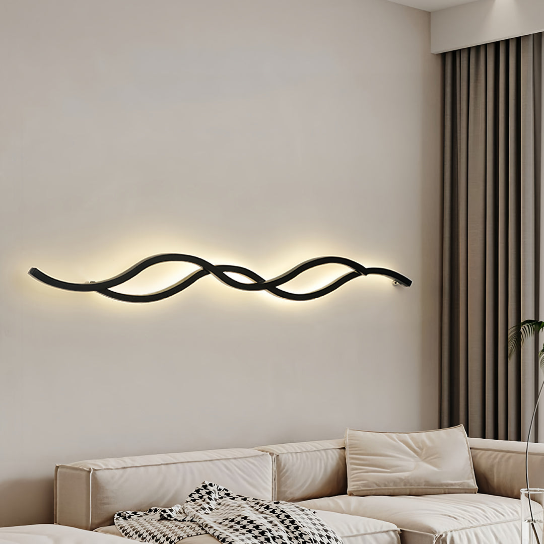 Modern Bedside Wall Sconce with Wavy Silicone Shade in Walnut or Black