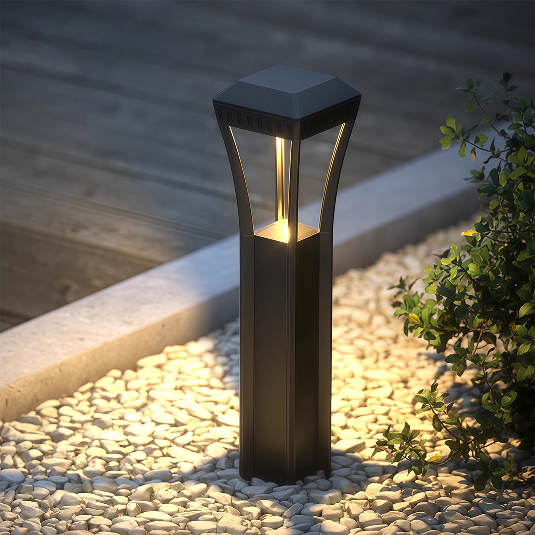 Geometric Outdoor Bollard Lights | Modern Aluminum Landscape Path Lighting