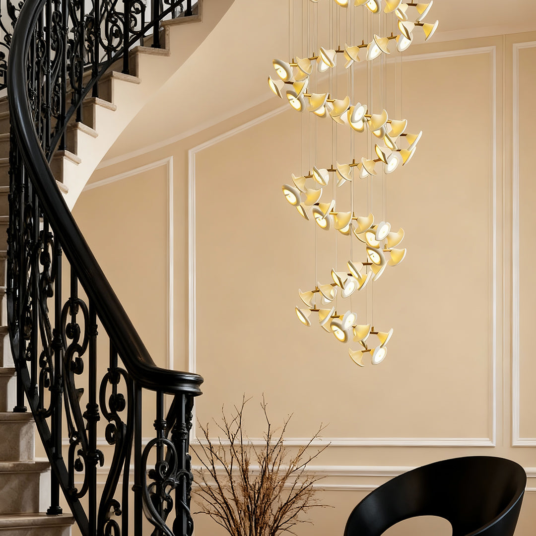 Luxury Ceramic Tulip Chandelier with Gold Stainless Steel Frame