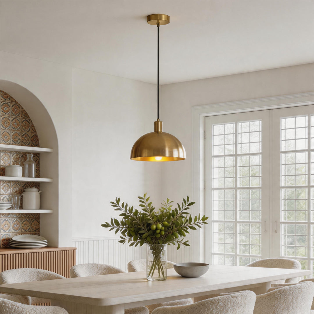 Nordic Brass Pendant Light with Adjustable Cord for Modern Interiors