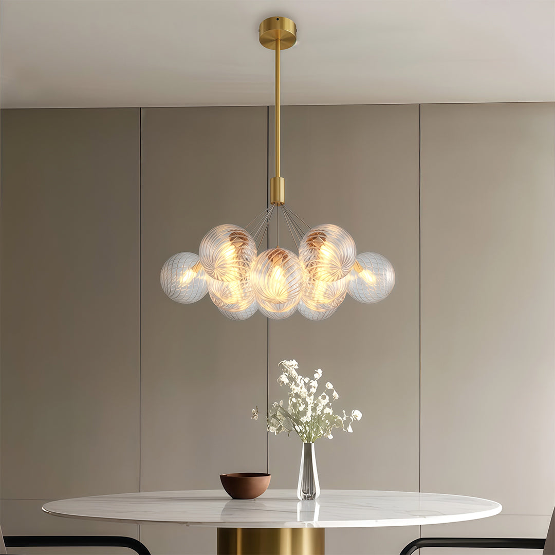 Aurelia Bubble Chandelier in Solid Copper, Modern Minimalist Ceiling Light