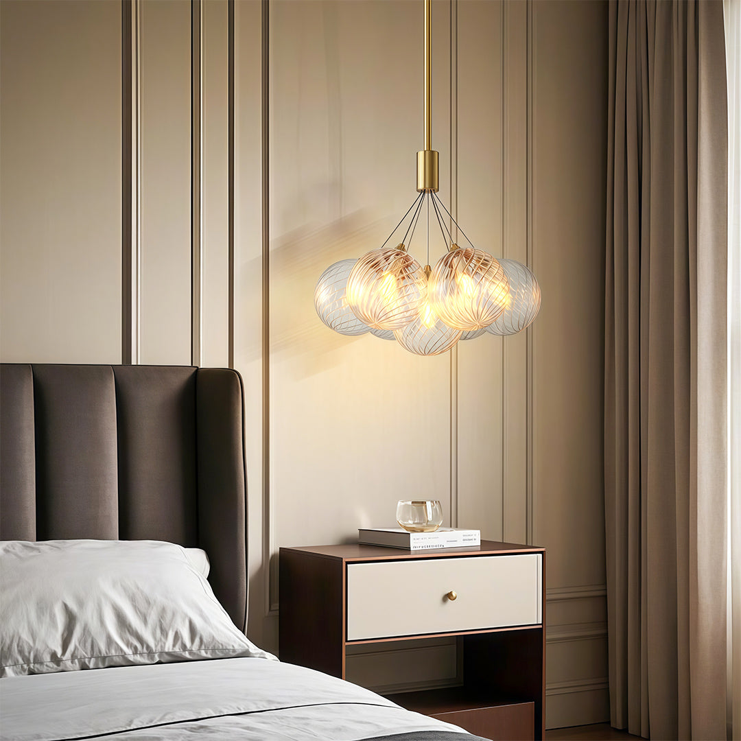 Aurelia Bubble Chandelier in Solid Copper, Modern Minimalist Ceiling Light