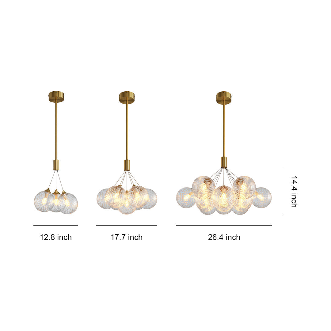 Aurelia Bubble Chandelier in Solid Copper, Modern Minimalist Ceiling Light