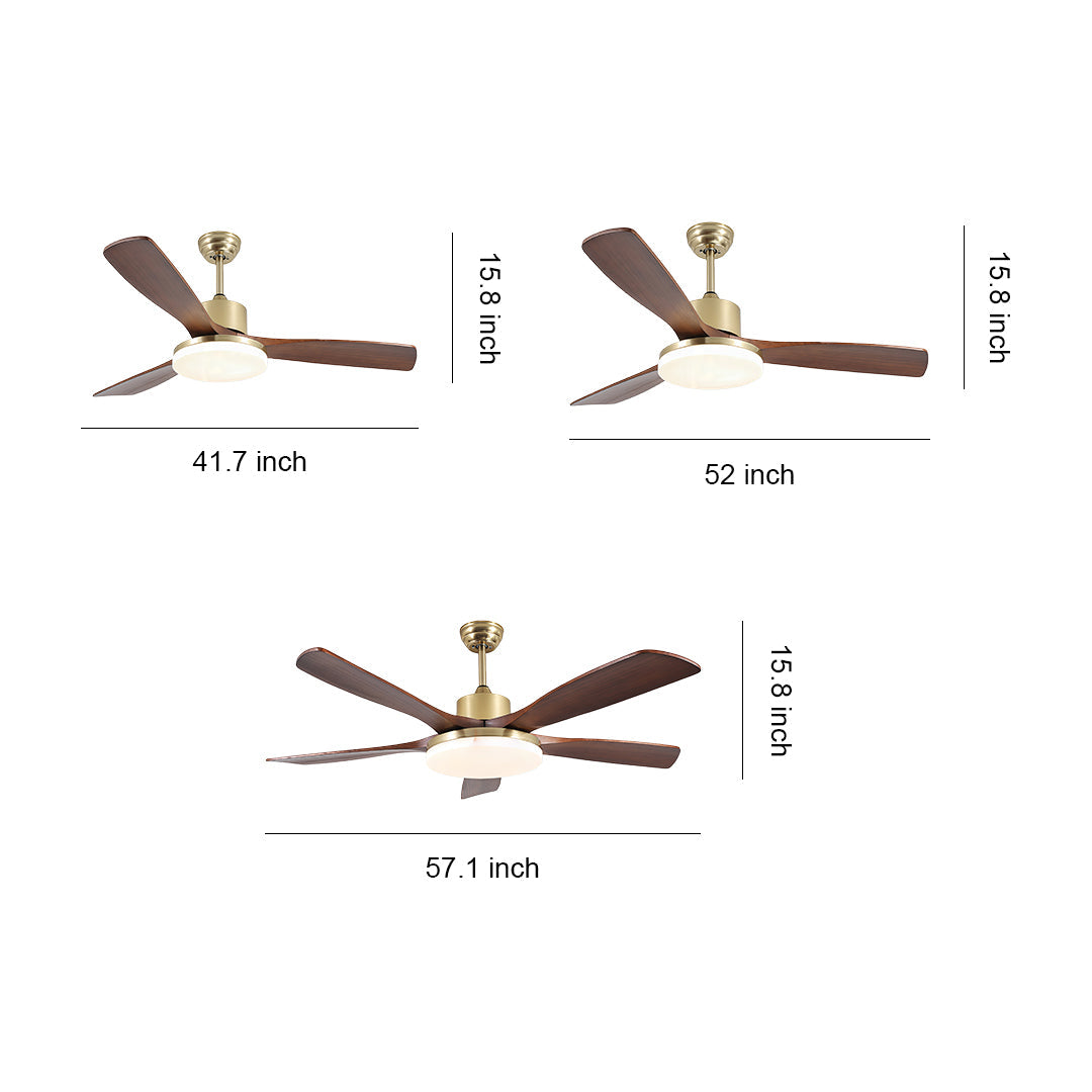Aurelia Retro Wooden Ceiling Fan with Integrated LED Light and Remote