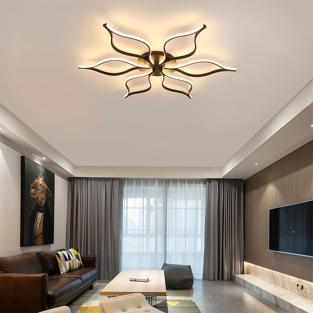 Lumina Flush Mount LED Ceiling Light in Black Iron and Silicone
