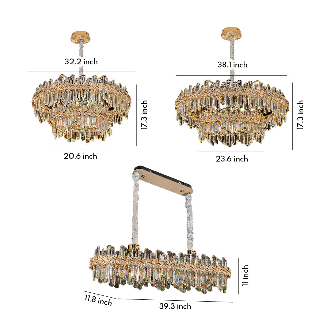 Lumière Cascade Crystal Chandelier in Champagne Gold