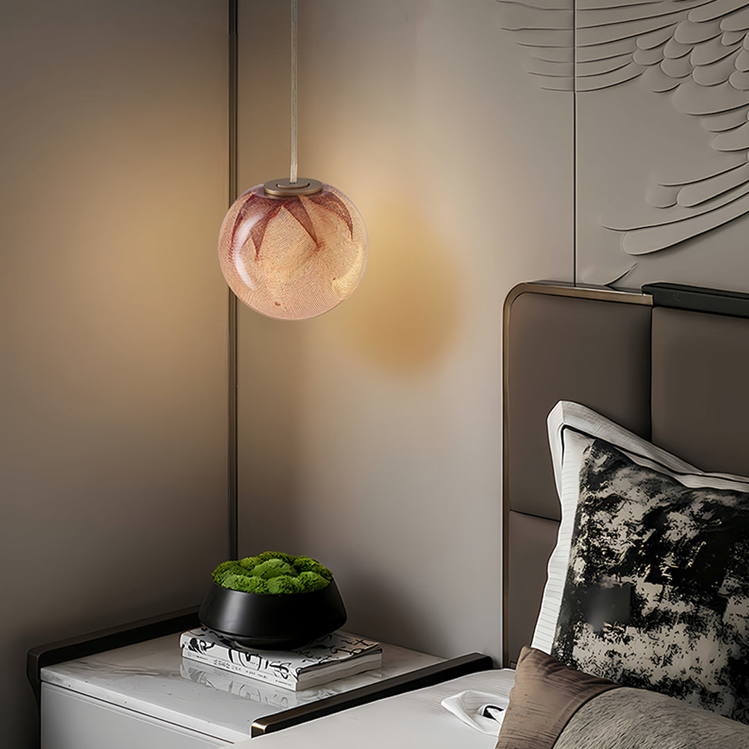 Aurelia Glass Globe Pendant Light in Purple Metal for Modern Interiors