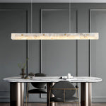 Copper Linear Pendant Light with Cloud Stone Shade