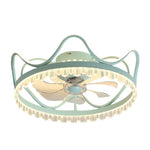 Modern Crown Shaped Timing Retractable Stepless Dimming Led Ceiling Fan Lamp With Remote Control