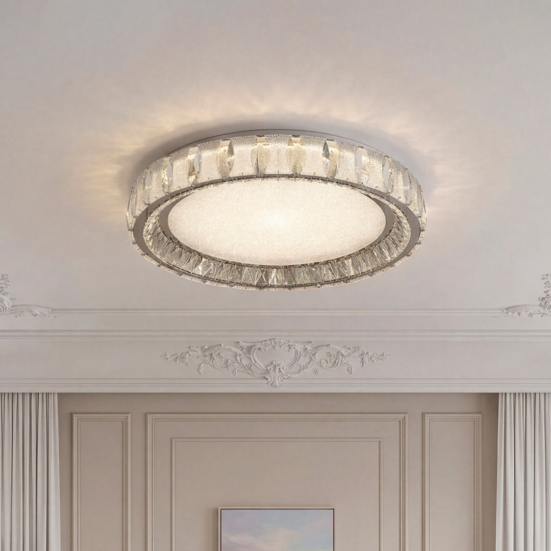 Crystal Flush Mount Ceiling Light Modern Minimalist Chrome LED