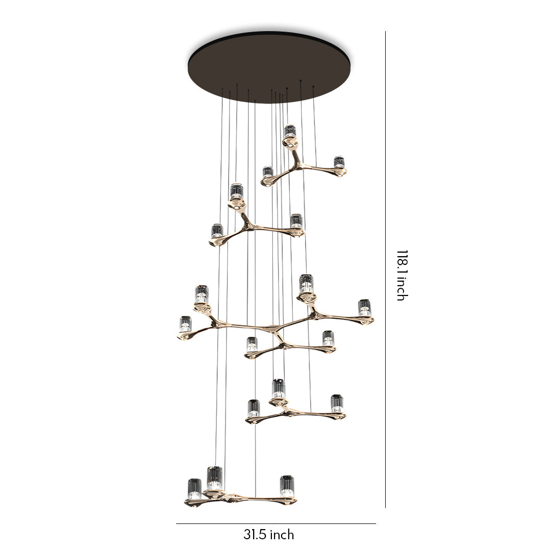 Crystal Staircase Chandelier Nordic Geometric LED Pendant Light
