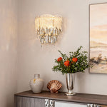 Luxury Crystal Wall Sconce with Champagne Gold Frame and LED Illumination