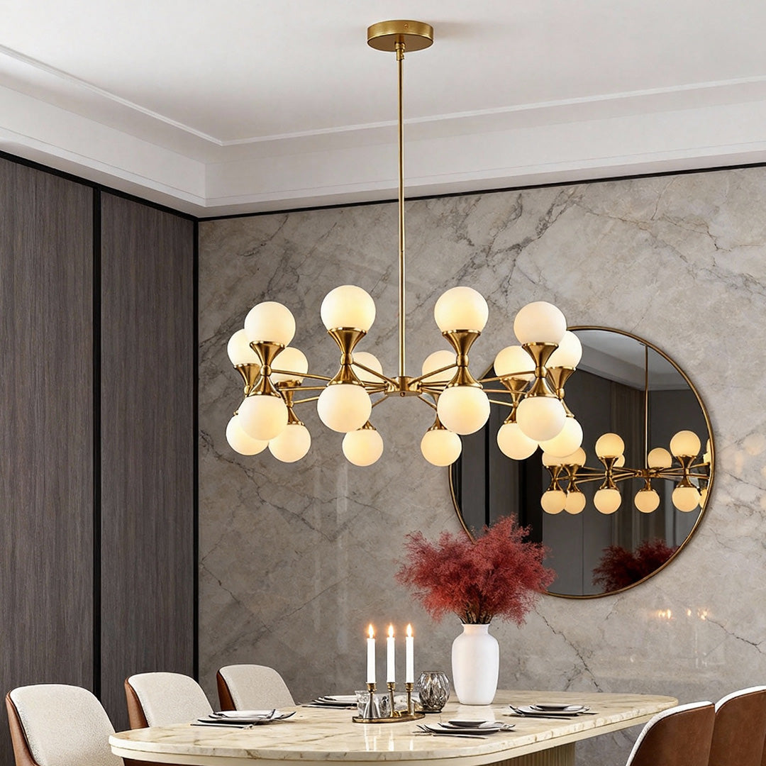 Nordic Bubble Glass Chandelier in Polished Copper with Clear Glass Shades