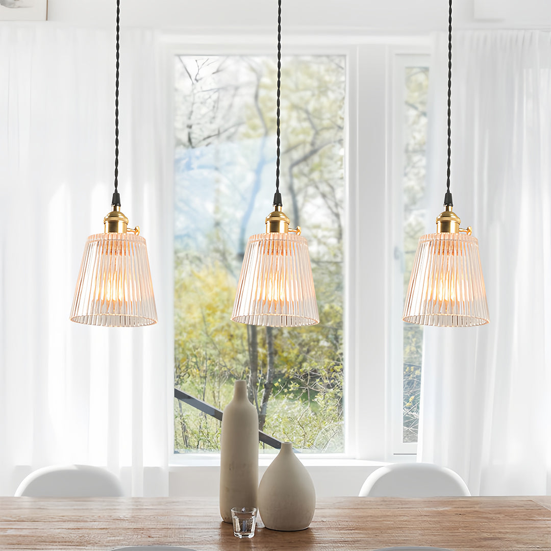 Nordic Minimalist Brass Pendant Light with Clear Glass Shade
