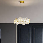 Silver Iron and Clear Glass Chandelier, Large Modern Pendant Light