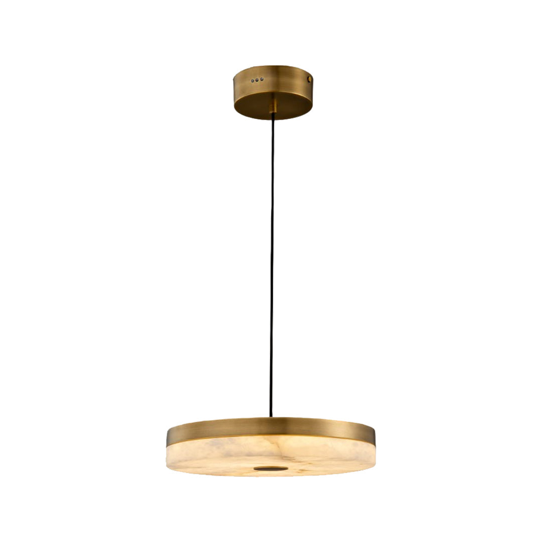 Marble Disc Pendant Light – Modern Luxury Ceiling Lamp with Brass Accents