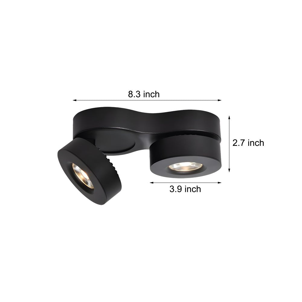 Aria Double-Head Adjustable Ceiling Spotlight in Black or White