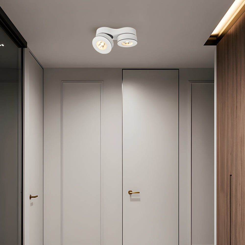 Aria Double-Head Adjustable Ceiling Spotlight in Black or White
