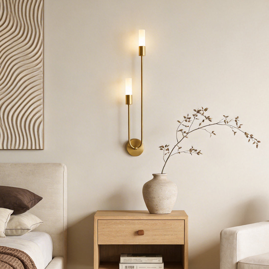 Aurelia Double Head LED Wall Sconce in Gold or Black, Modern Luxury Lighting for Bedroom and Living Room