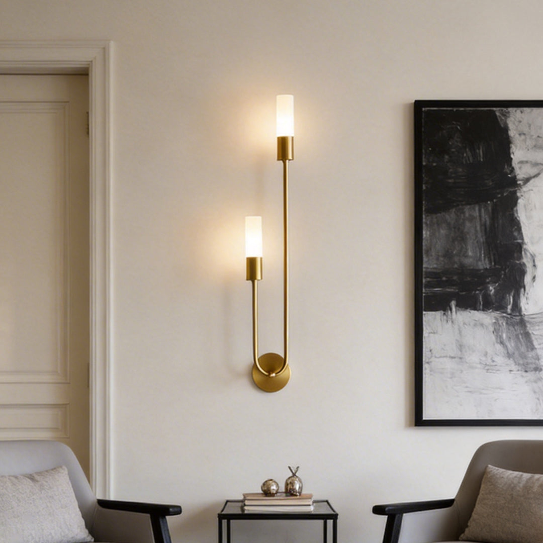 Aurelia Double Head LED Wall Sconce in Gold or Black, Modern Luxury Lighting for Bedroom and Living Room
