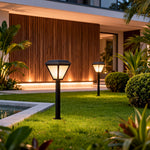 Solar Copper Bollard Path Light with Glass Shade for Garden Walkways
