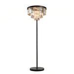 Crystal Floor Lamp with Black Iron Base – American Glamorous Standing Light