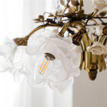 Aurelia Floral Brass Chandelier with White Glass Petals