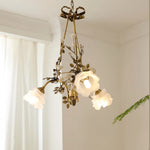 Aurelia Floral Brass Chandelier with White Glass Petals