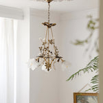 Aurelia Floral Brass Chandelier with White Glass Petals