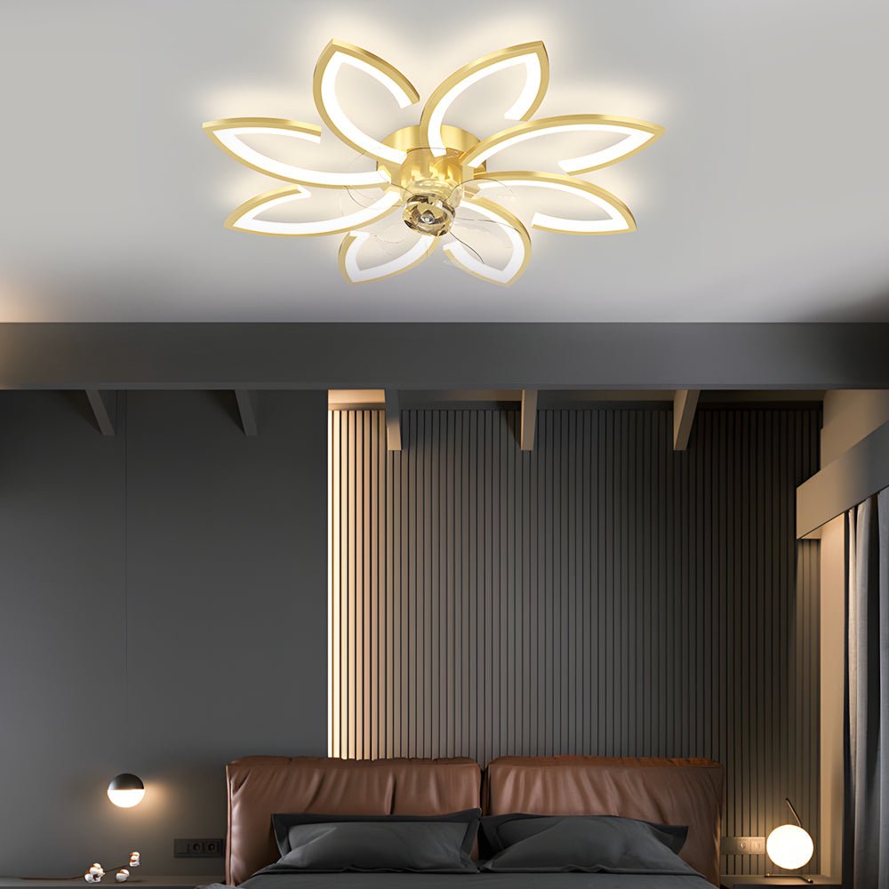 Modern Floral Ceiling Fan with LED Light – 6 or 8 Lights