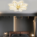Modern Floral Ceiling Fan with LED Light – 6 or 8 Lights