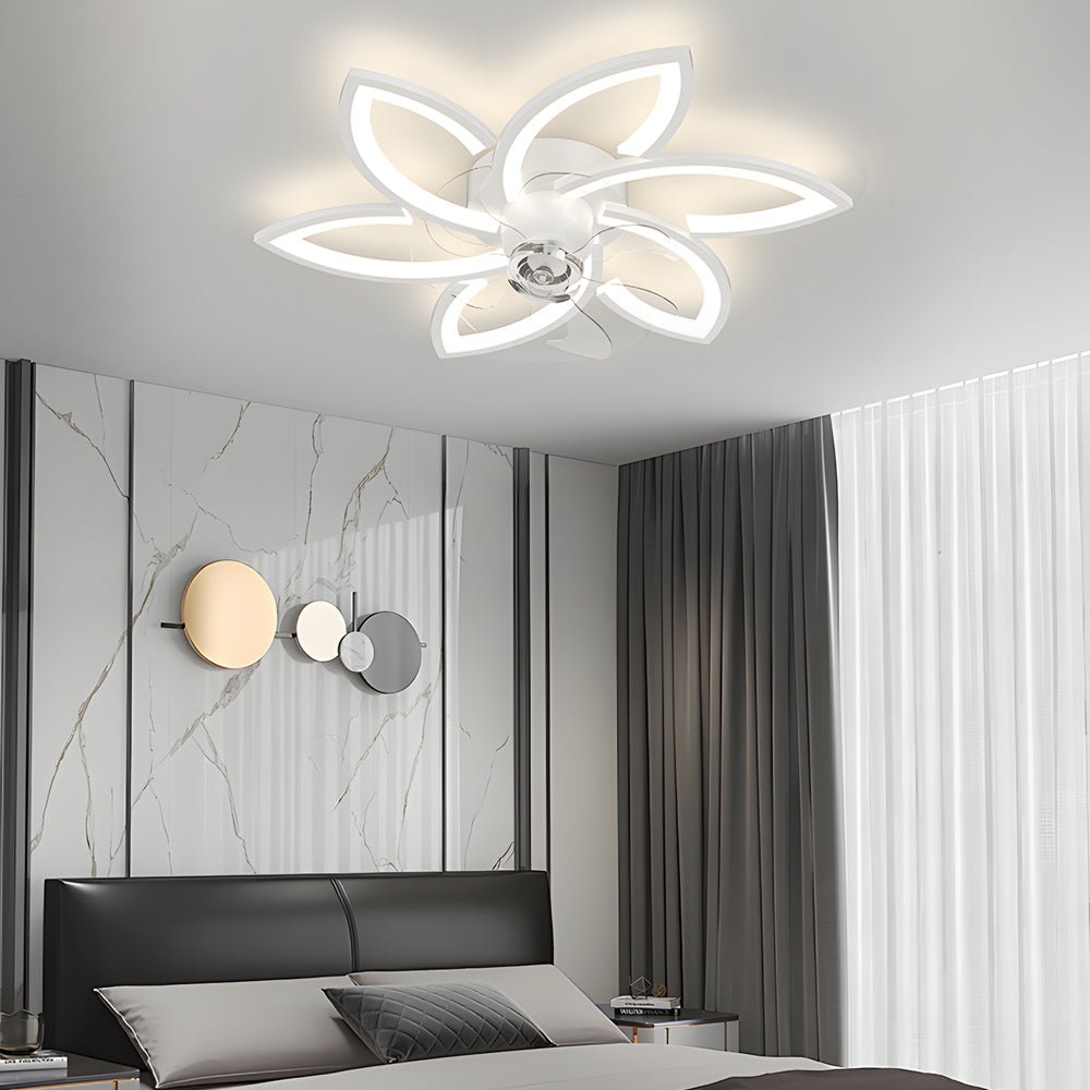 Modern Floral Ceiling Fan with LED Light – 6 or 8 Lights