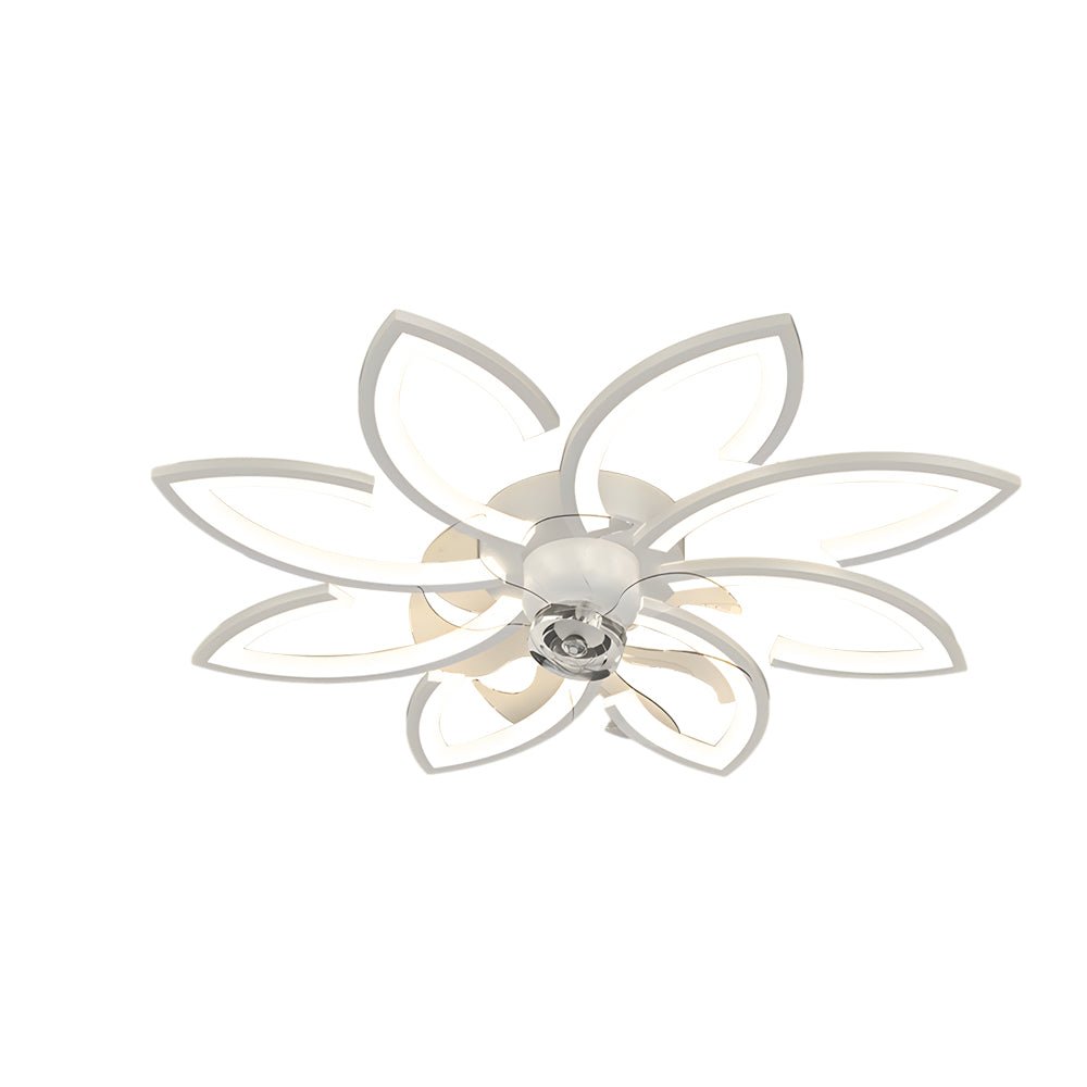 Modern Floral Ceiling Fan with LED Light – 6 or 8 Lights