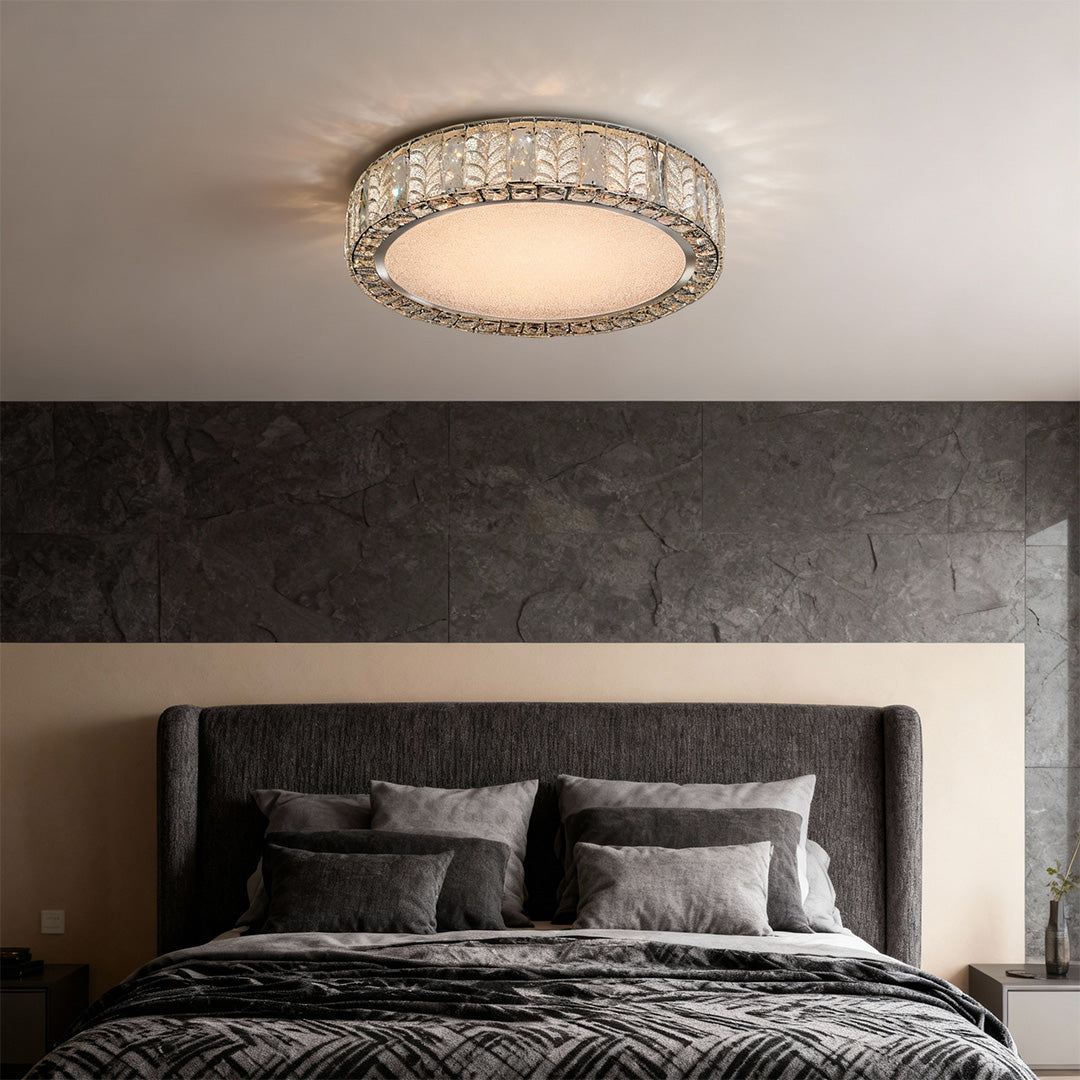 Lumière Cristal Flush Ceiling Light in Gold with LED Crystal Accents