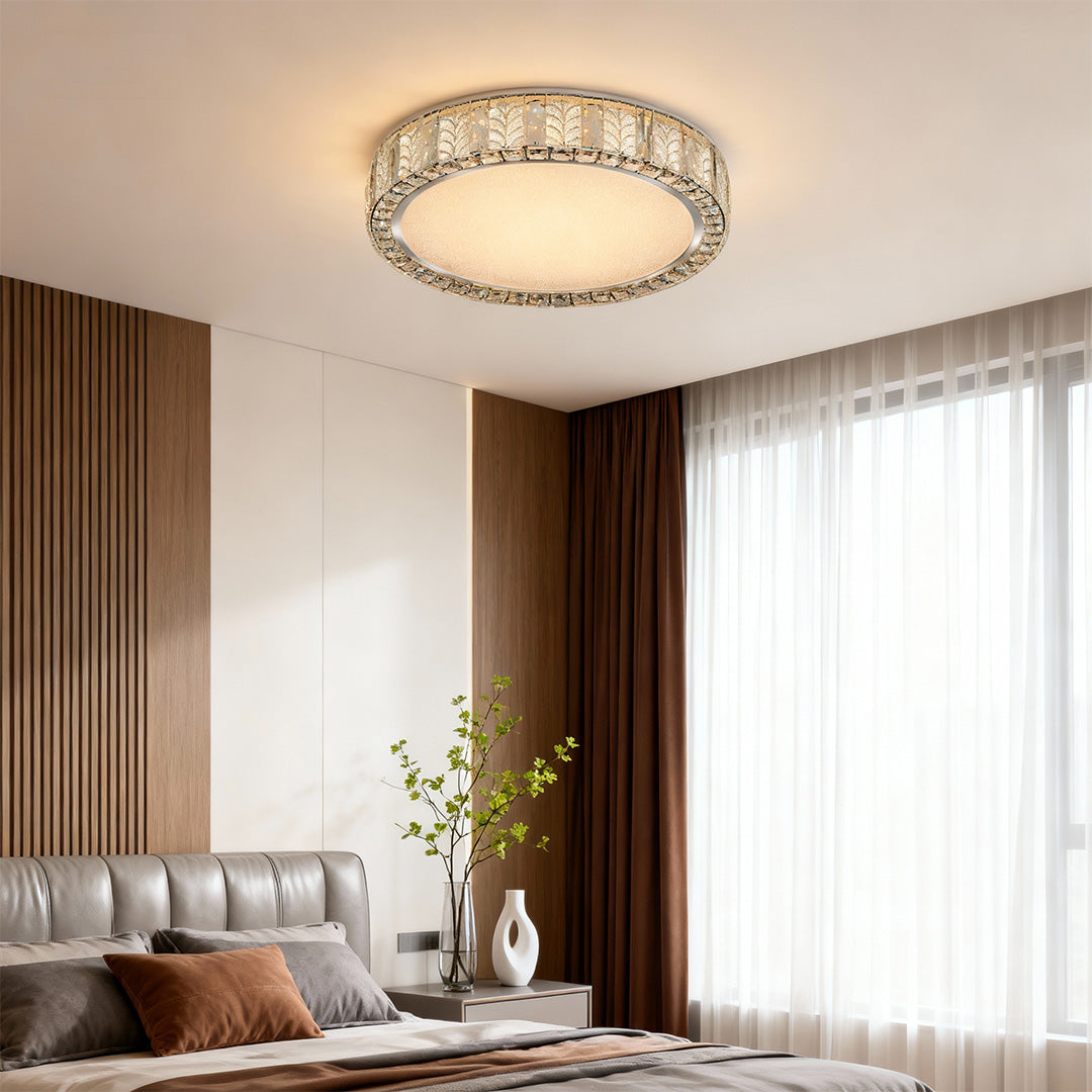 Lumière Cristal Flush Ceiling Light in Gold with LED Crystal Accents