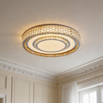 Luxury Crystal Flush Mount Ceiling Light with Chrome Frame, LED Integrated