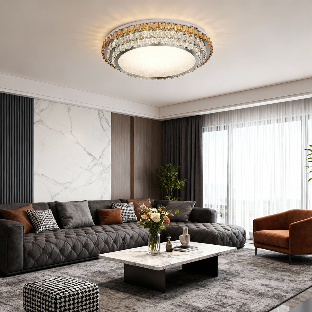 Lumina Crystal Flush Mount Ceiling Light in Chrome