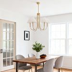 Gold Fabric Shade Chandelier with Copper Frame – 38 Inch Candle Chandelier