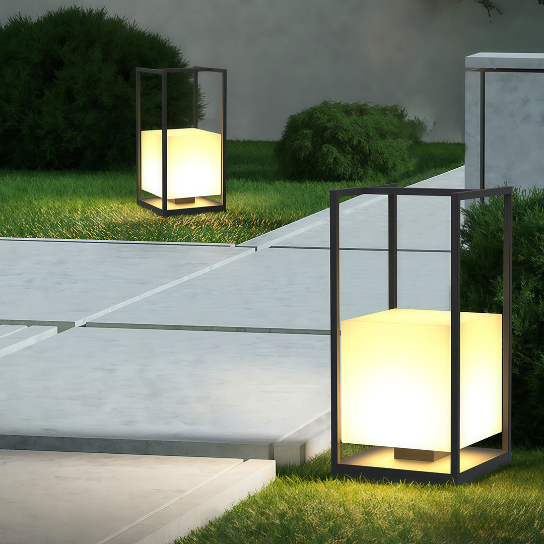 Modern Outdoor Lantern with Solar & Hardwired Options